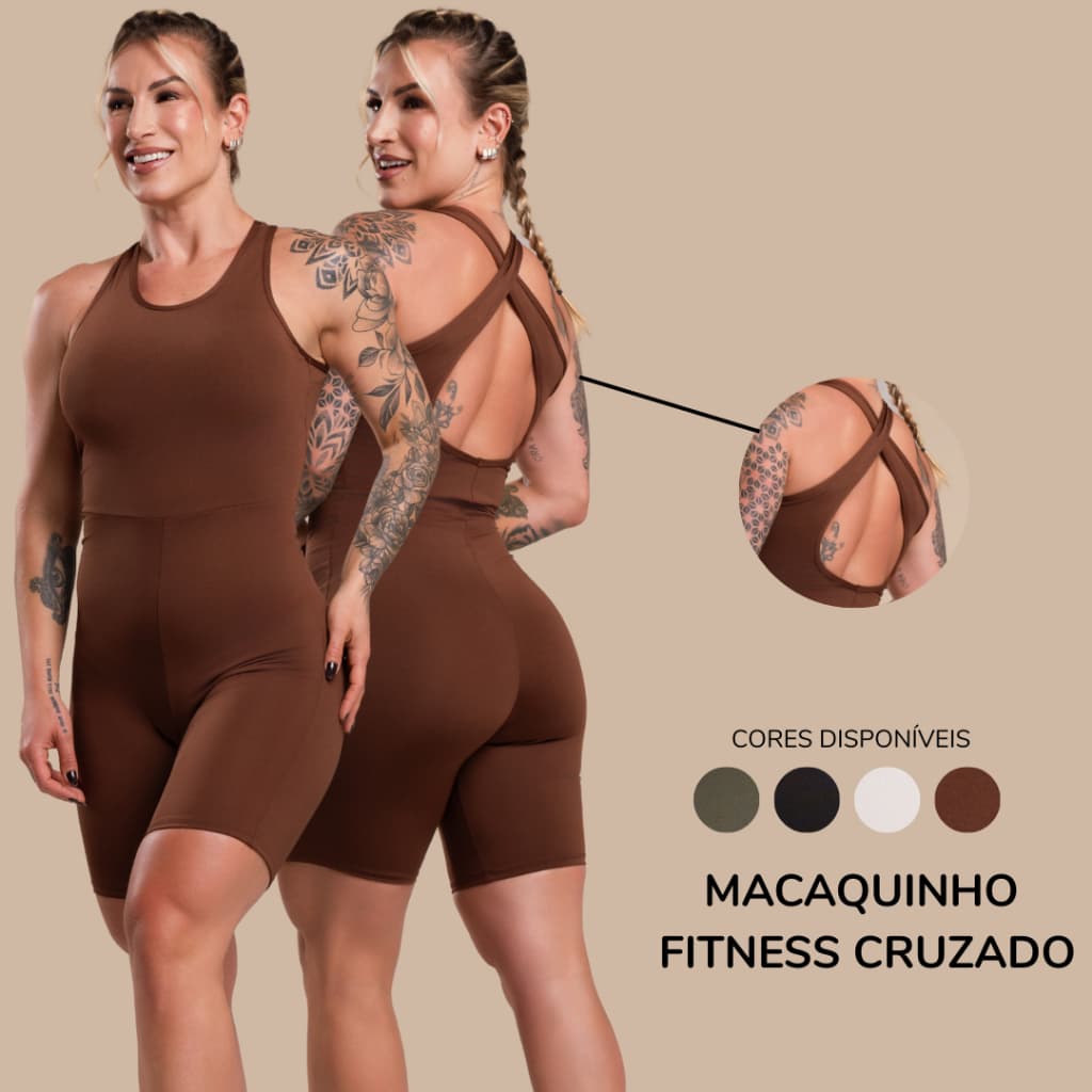 Macaquinho Macacão Feminino Cruzado Costas Fitness Moda Treino Academia F7 NEW STYLE