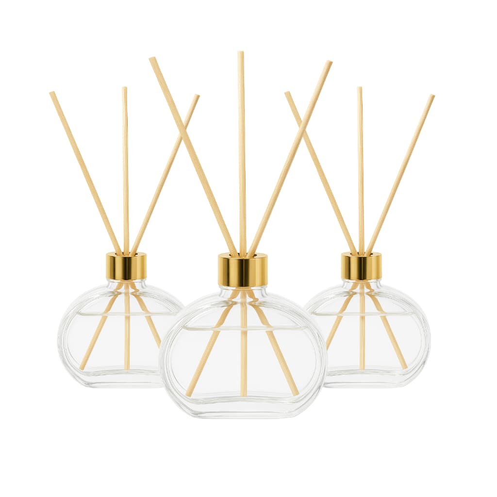 Kit 10 Frascos Difusor Meia Lua Vidro Premium 60ml/100ml/280ml + Varetas Luxo