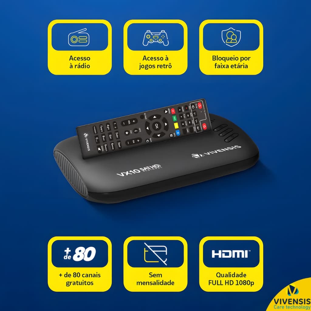 Receptor Vivensis VX10 Nova Parabólica Sathd Regional Via Satélite Sky ou Claro Garantia 2 anos