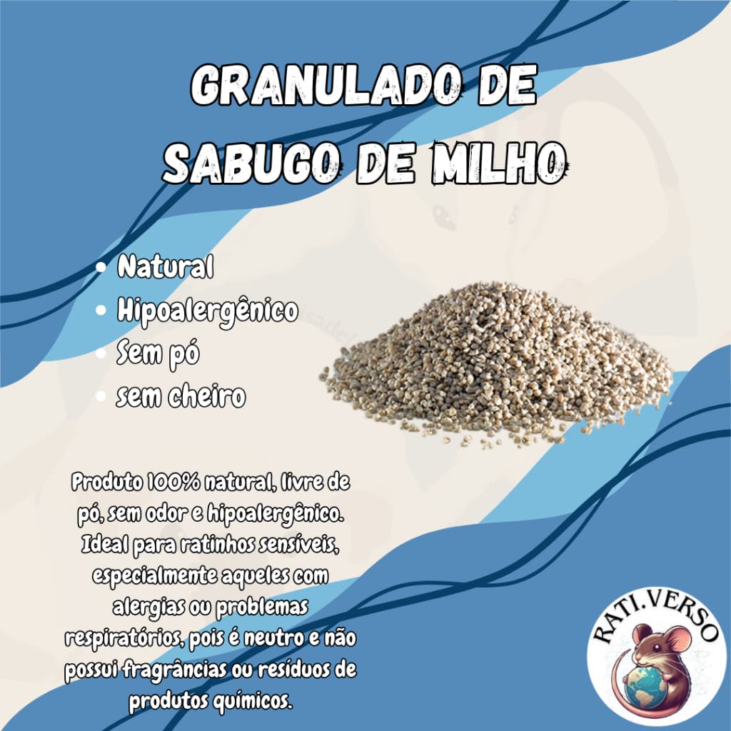1KG granulado de sabugo de milho para ratos twister e outros roedores, substrato