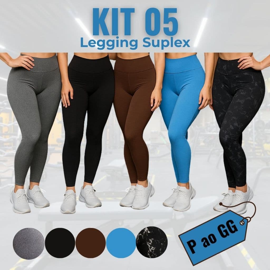 Kit Legging Power Supplex Premium Cós Alto Confortável Dia a Dia Academia ZERO TRANSPARÊNCIA