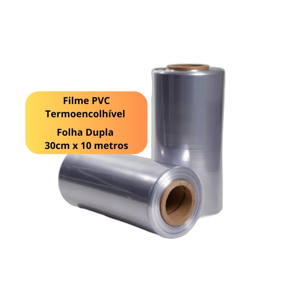 Filme Plastico PVC Bobina Termoencolhível 30cm x 10 metros | Folha Dupla - Dobrado
