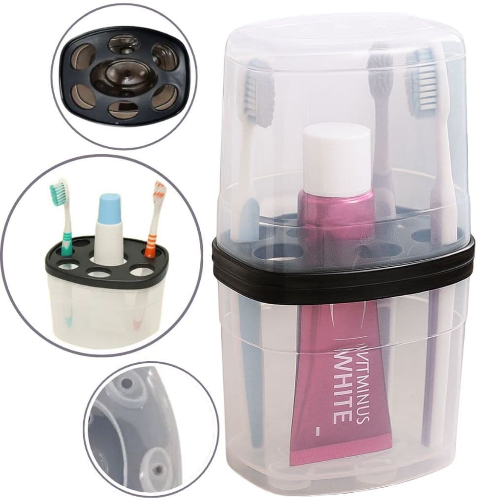 Porta Pasta De Dente E Escovas Organizador de Banheiro Com Tampa com 6 recipientes