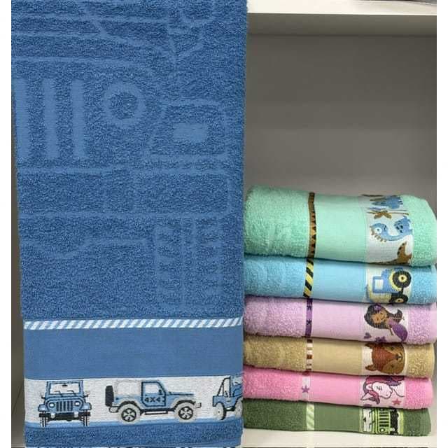 Toalhas de Banho Infantil 100% Algodão 75x115cm Desenhos Com Bordado Nome Da Criança