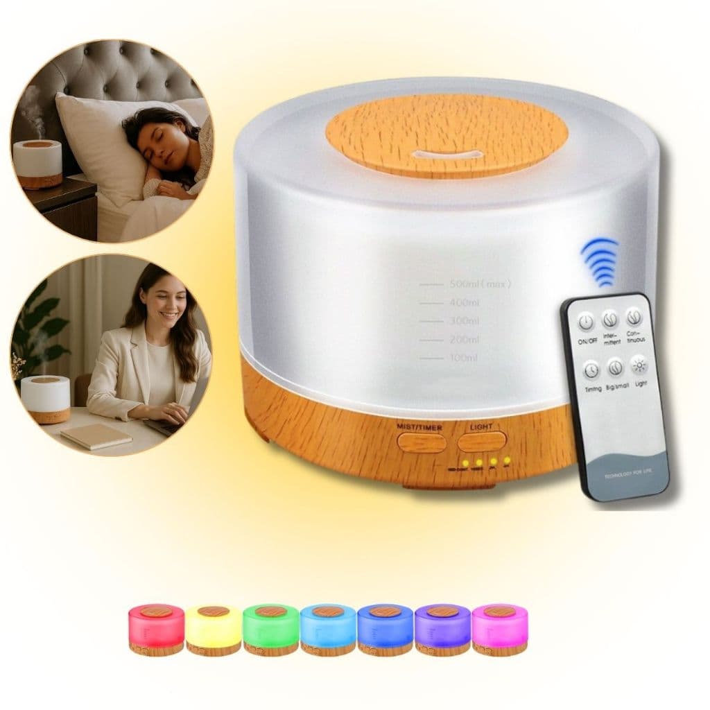 Difusor Led Aromatizador Ambientes Ultrassônico Para Óleos e Essências Branco Amadeirado 110v/220v