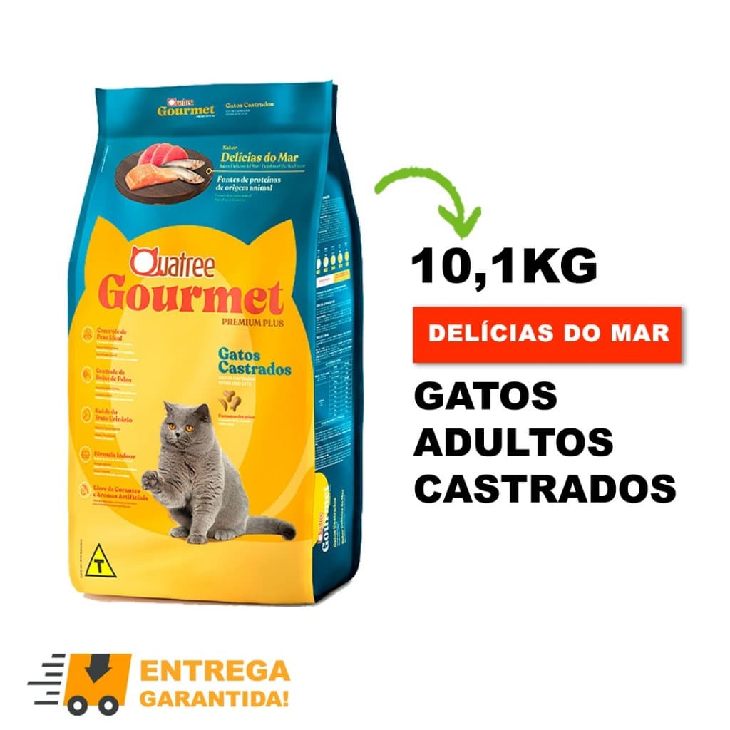 Ração Quatree Gourmet Castrados Delícias do Mar 10,1 kg-Envio Rápido