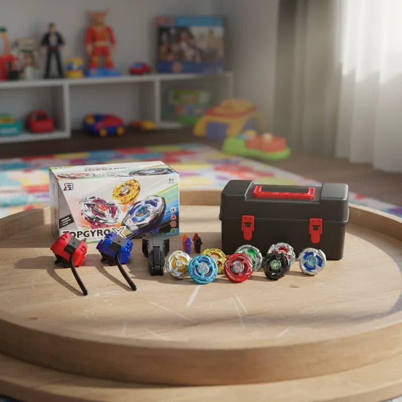 Beyblade Kit 8 Pião De Batalha 2 Lançadores Maleta Brinquedo Infantil
