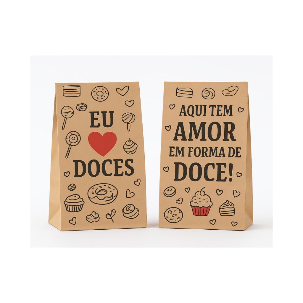 100 Sacos Saco Kraft Para Doces Cookie Muffins Encomenda Delivery para Confeitarias