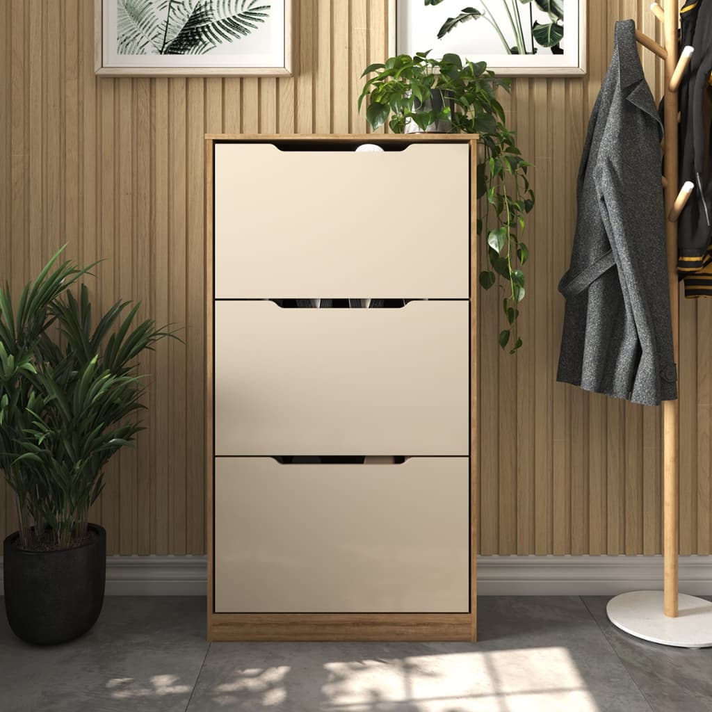 Sapateira 3 Portas Basculantes Retrátil Inclinável Armário Multiuso Hall Entrada Quarto Moderna Organizador Mod: Volta