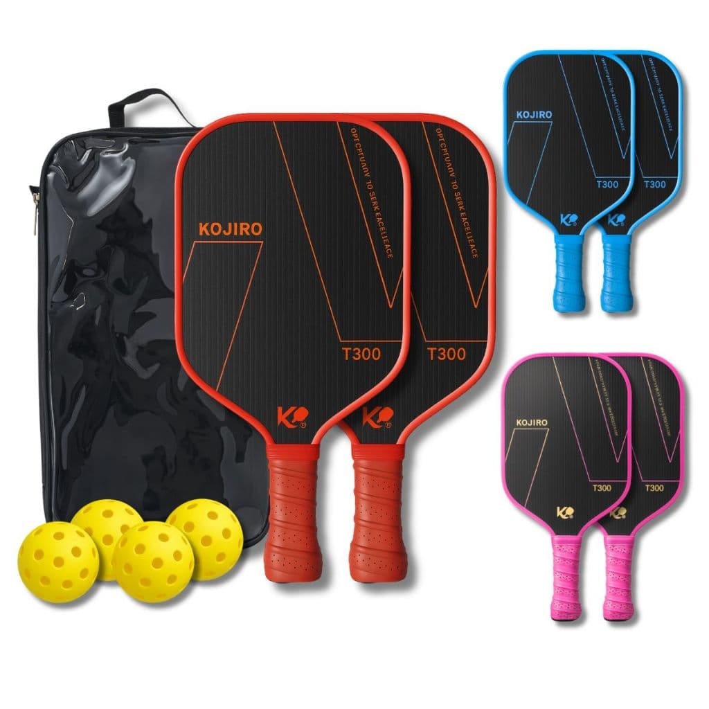 Kit Pickleball 2 Raquetes Fibra Carbono Com 4 Bolas + Bolsa Profissional