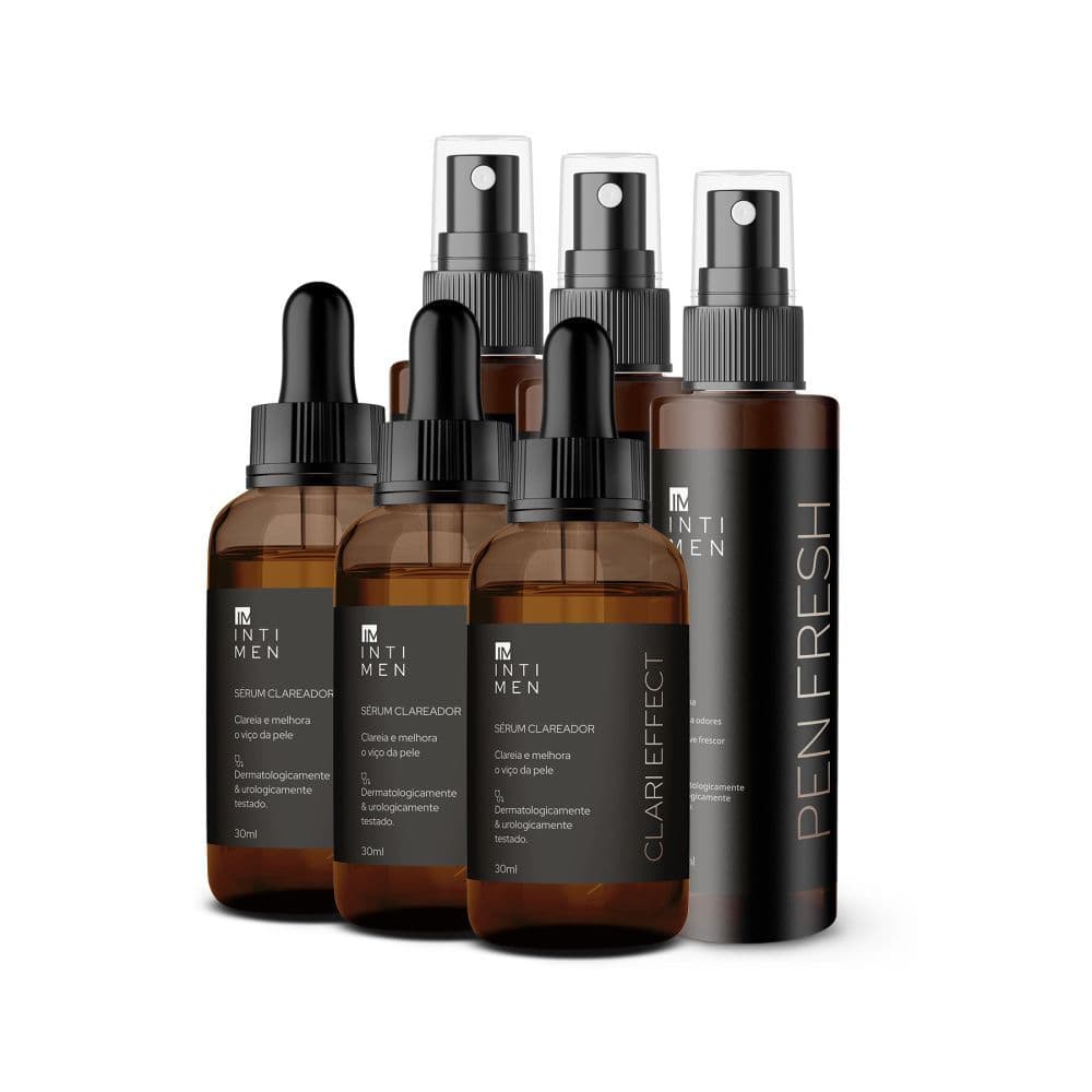 Kit 3 Clareadores Íntimos + 3 Perfumes Masculinos Intimen | Clari Effect + Pen Fresh
