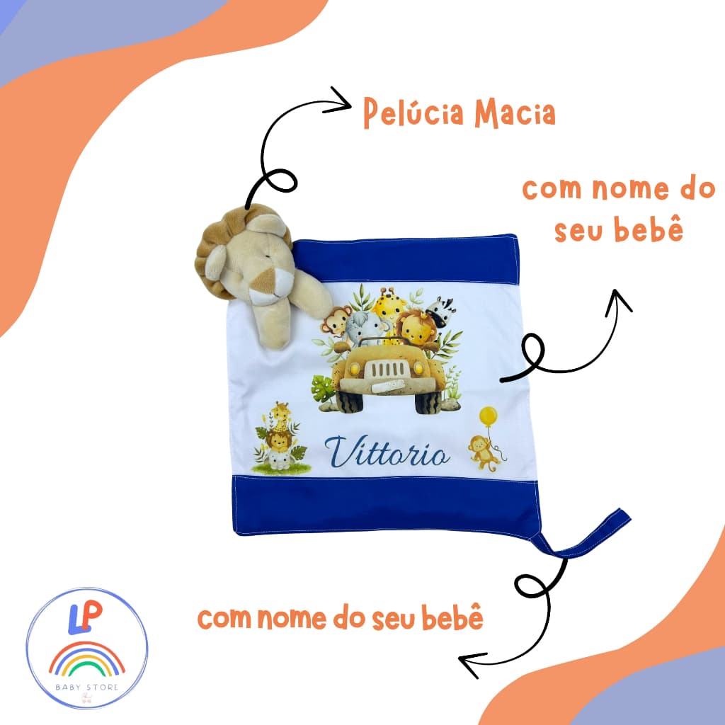 Paninho Naninha Personalizada com Nome  Para Bebê Com Prendedor De  Chupeta