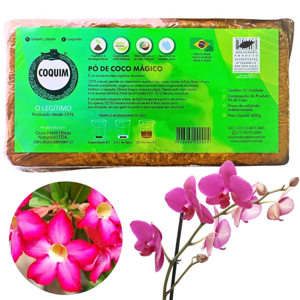 Pó De Coco Magico Natural Orgânico 400g - Coquim Adubo 