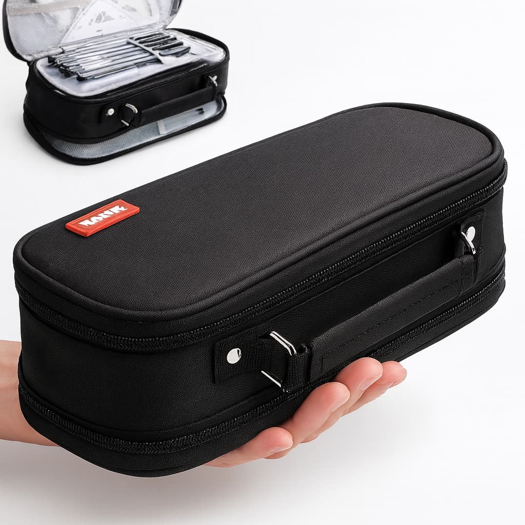 Estojo Escolar Organizador Juvenil Liso Com 2 Divisórias Com Alça Interna