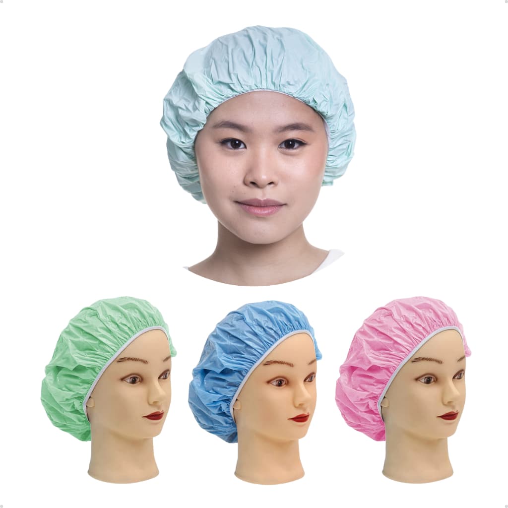 Kit 3 Touca Impermeável Pvc Para Cabelo Banho Especial Colorida Sc Azul Verde Rosa Amarela