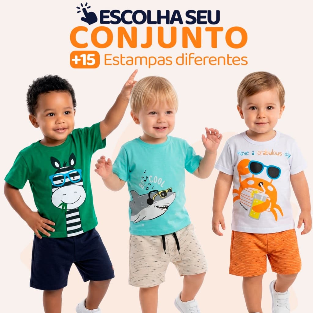 Conjunto Bebe Masculino  Menino Infantil  Verão Manga Curta  Roupas de Bebê Tamanho  1 ao 8 Roupa de Neném Calor L02
