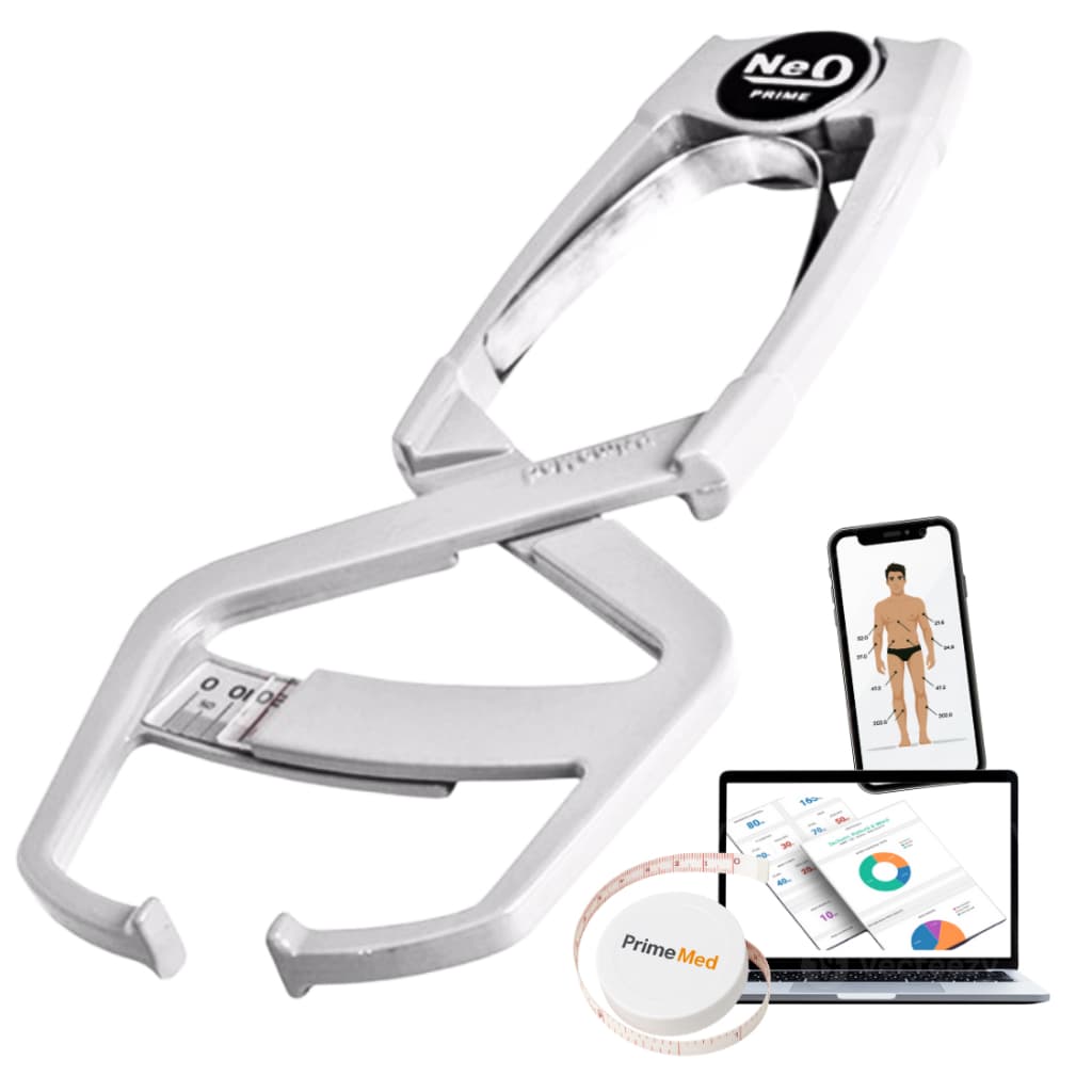 Adipometro Metalico Prata Prime Med - Avaliação Física Profissional - 10 ANOS GARANTIA + APP