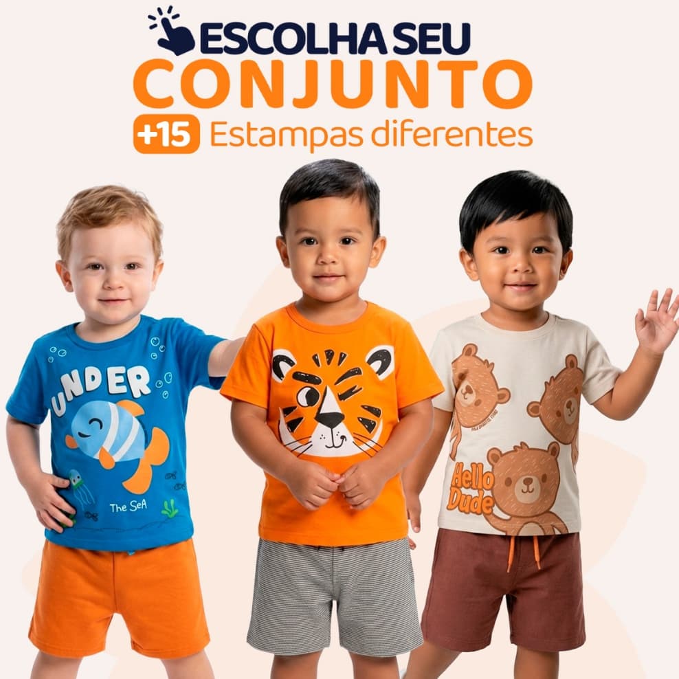 Conjunto Bebê Masculino Menino Infantil Verão Manga Curta Tamanho 1 ao 8 - Roupa Confortável para Bebê Masculino L02