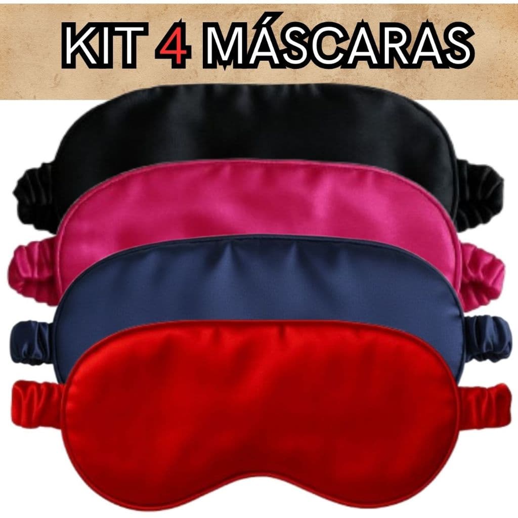 KIT 4 Mascara Tapa Olho de Dormir / Mascara de Descanso de cetim com cores lindas