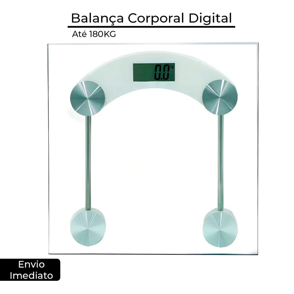 Balança Corporal Digital Até 180kg Com Vidro Temperado Premium