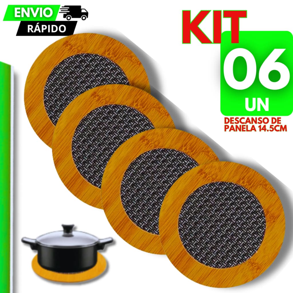 Kit 6/4/3/2 Descanso de Panela MDF Antiderrapante Apoio Panela Quente Proteção Mesa Cozinha Alta Temperatura
