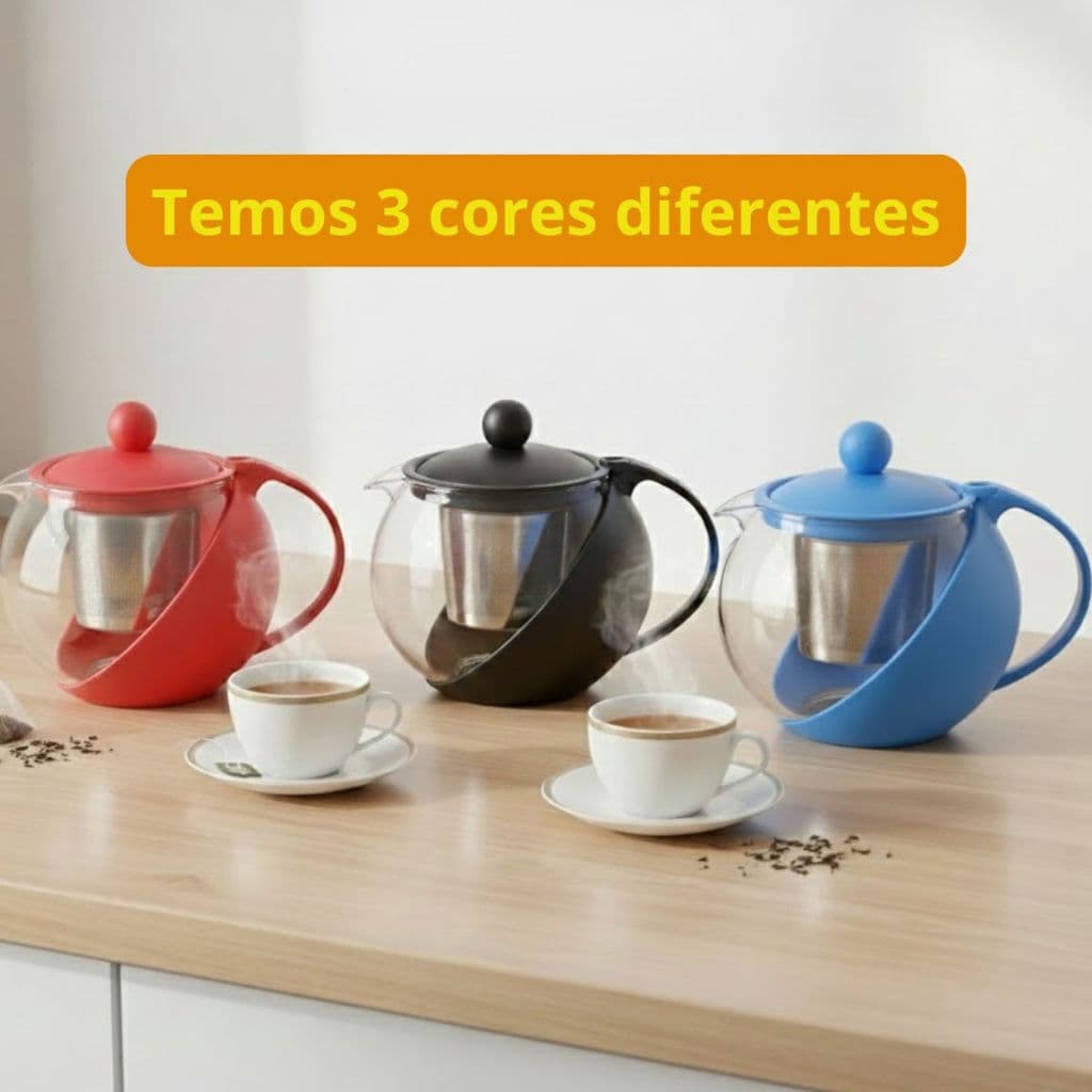 Chaleira De Vidro para fazer Chá Com Infusor em Inox Bule Infusor 750ml