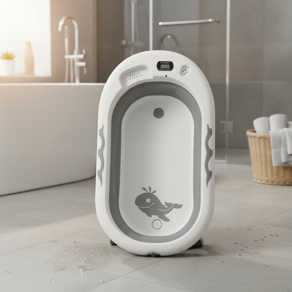 banheira retrátil dobrável para banho bebe com termômetro digital