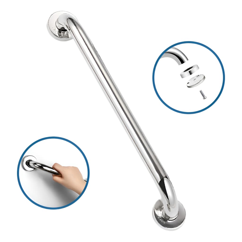 Barra de Apoio Alça 20cm até 1Metro +Segurança Idoso Deficiente Cadeirante, Corrimão Corredo Piscina