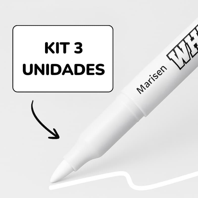 Kit 3 Caneta Marcadora Permanente Branca A Prova D'água Retoque Reparos Artística Fina Secagem Rápida