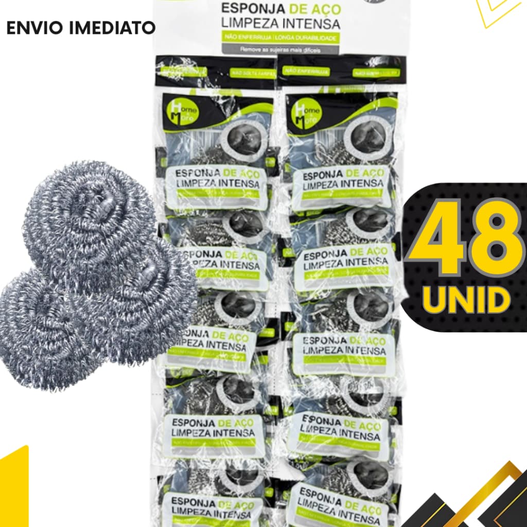 Kits 12 a 48 un - Esponja de Aço Inox que Não Enferruja - Limpeza Pesada