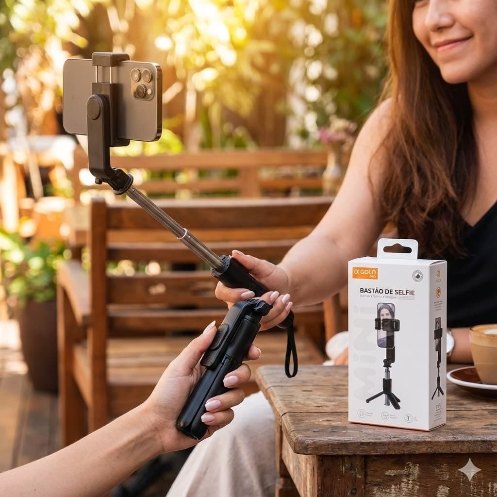 Gimbal Estabilizador Portátil SLF-09 | Suporte Anti-Vibração com Luz Ajustável e Disparo Sem Fio