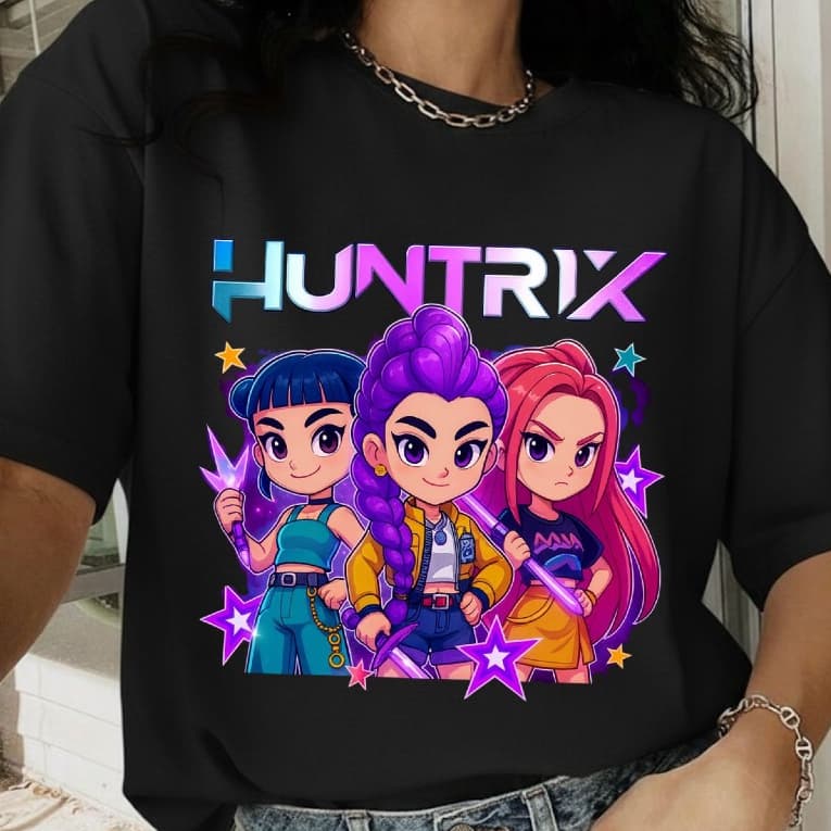 Camiseta T-shirt Feminina Infantil Huntrix - Camisetinha Menina Kpop Demon Hunter