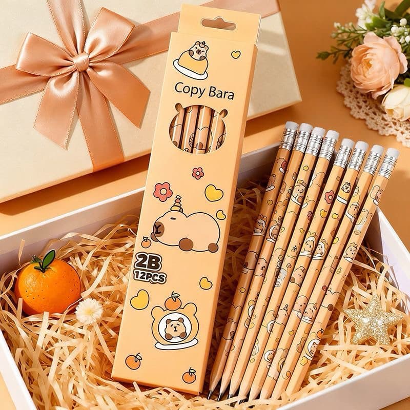 Lápis Kapibala 2B, material escolar para jardim de infância, atóxicos, conjunto de 12 unidades.