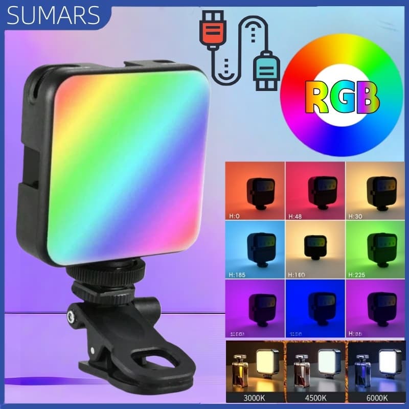 Iluminação RGB 3 Model USB Recarregável Lâmpada Portátil LED para Fotografia Vídeo Ajustável
