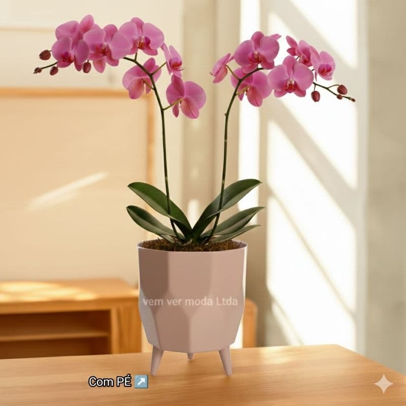 Vaso para Planta Mini Facetado com Pé Luxo N4 21x17