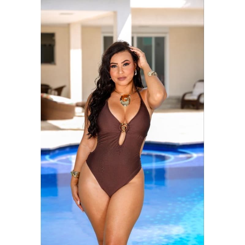 Maiô Body Feminino Modelo Liso Argola Moda Praia Verão Com Bojo