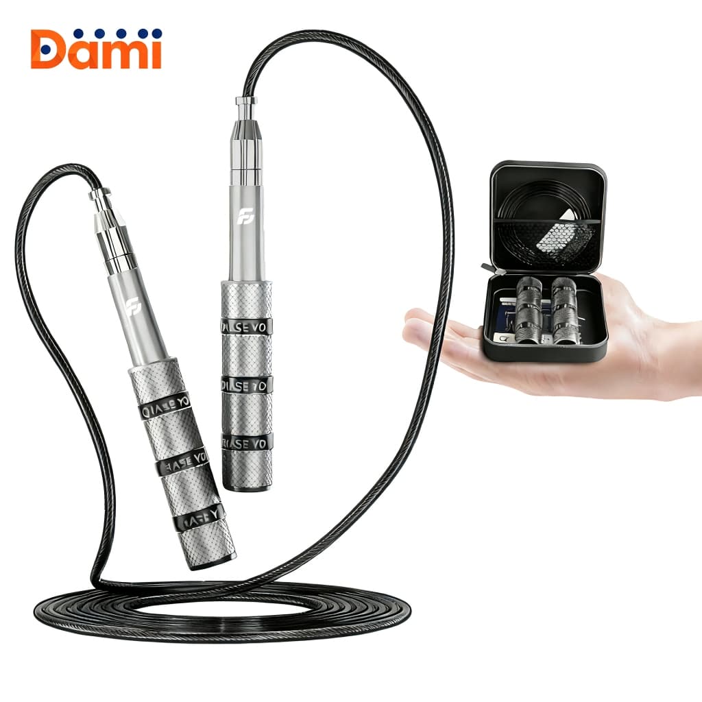 Corda de Pular Fitness Profissional - Cabo de Aço Resistente Rolamento Rápido Ajuste Fácil Portátil