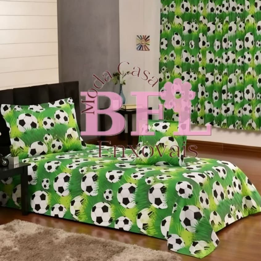 Cobre Leito Solteiro + Porta Travesseiro Estampado - Poliéster