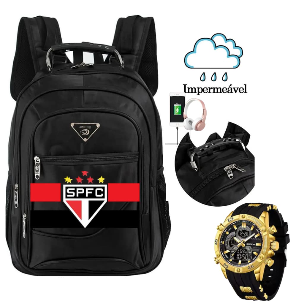 Mochila Bolsa barata Masculina Time brasileiros mascote Faculdade Resistente