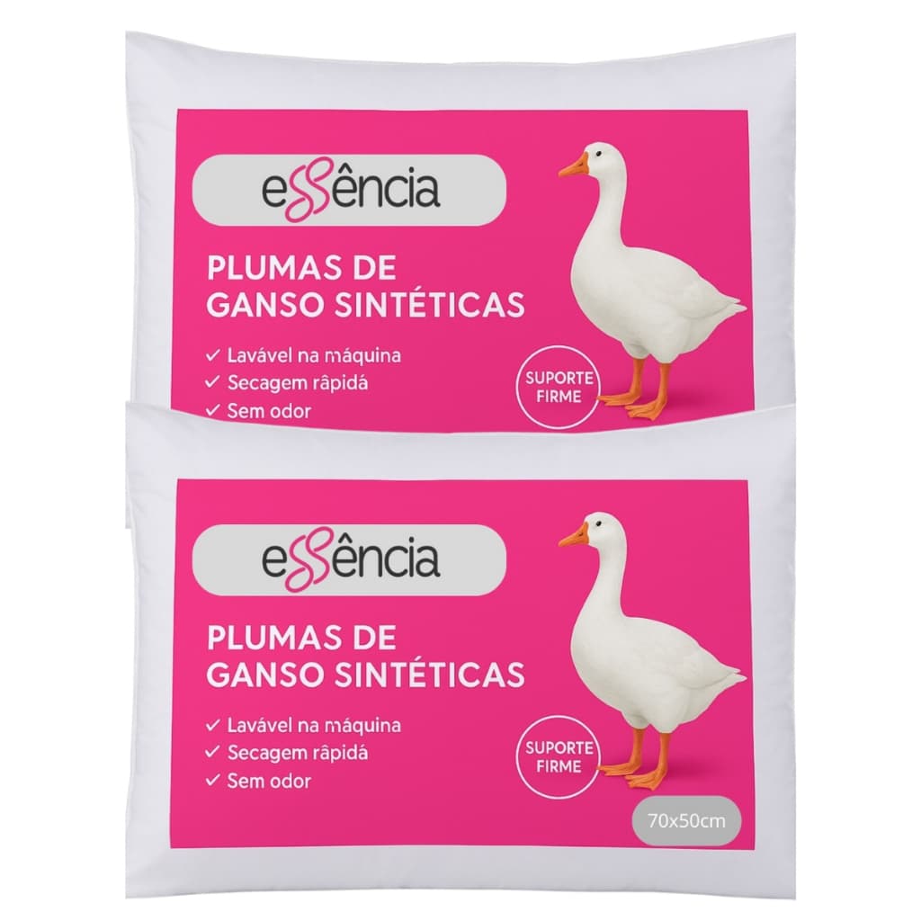 Kit 2 Travesseiros Penas E Plumas De Ganso Anti Alergico Material Sintético