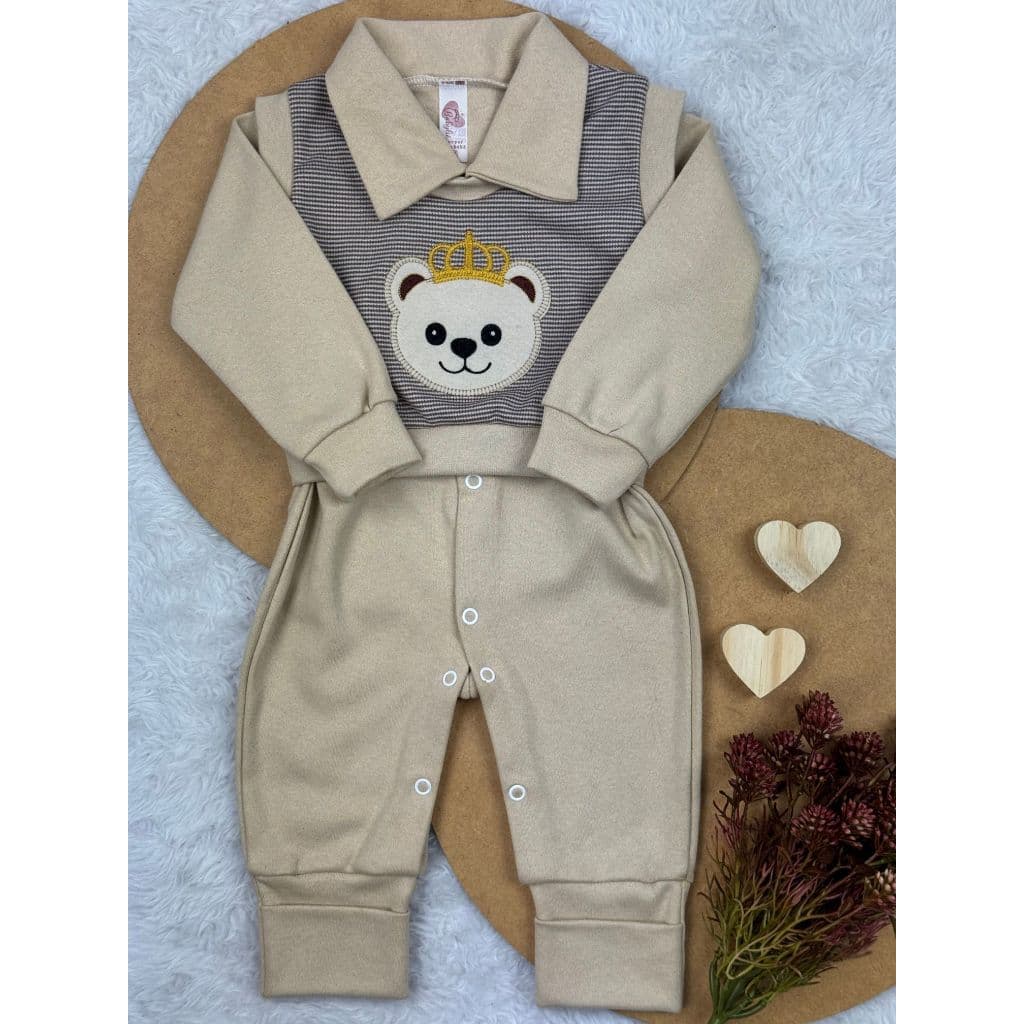 Macacão Longo Masculino com Colete para Recém Nascido - 2 Peças (macacão + colete)