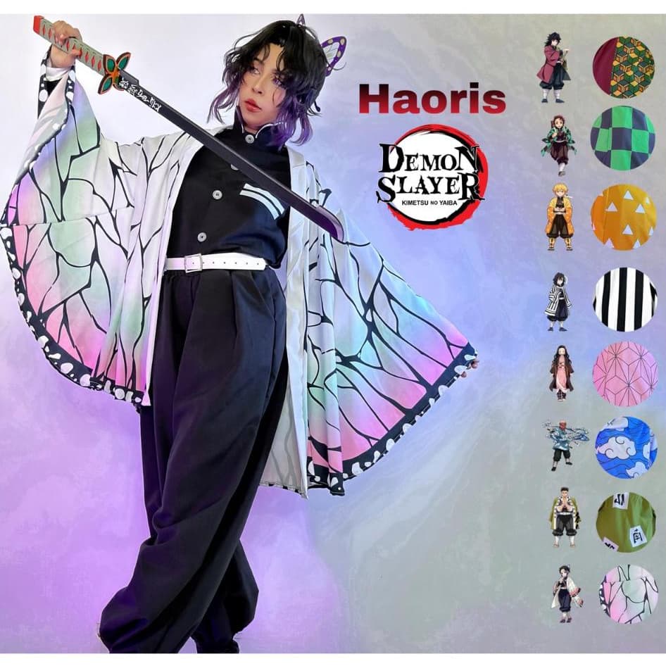 Quimono Cosplay Demon Slayer–Haori Estilo Japonês Inspirado no Anime, tomioka, tangiro, zenitsu, obanai, nezuko,shinobo