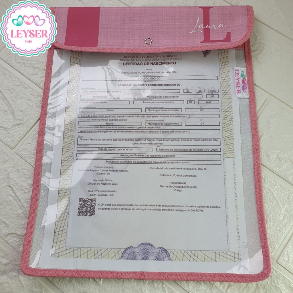 Capa Porta Certidão de Nascimento com Inicial do Nome | Porta Documento Bebê Personalizado | Maternidade