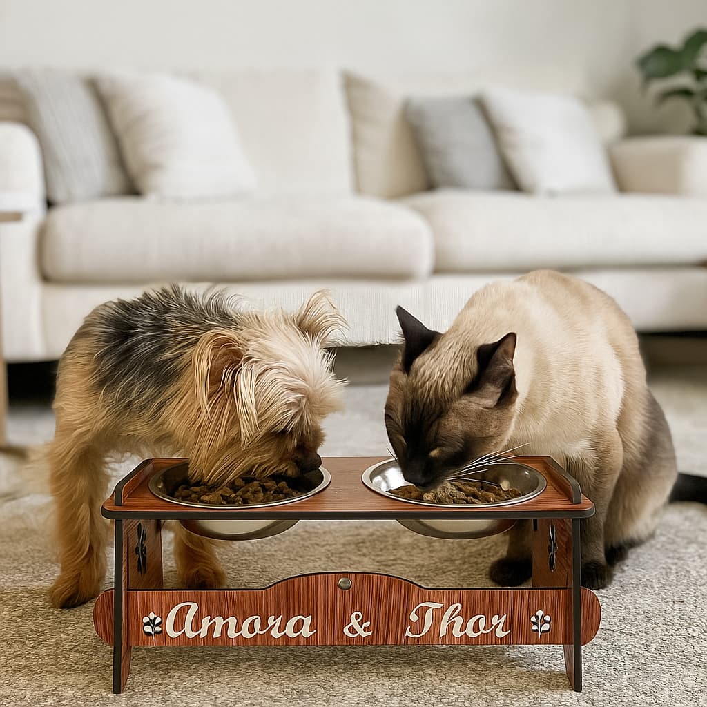 Comedouro PERSONALIZADO inclinável  com TAMPAS Pet Cão e Gato Pet