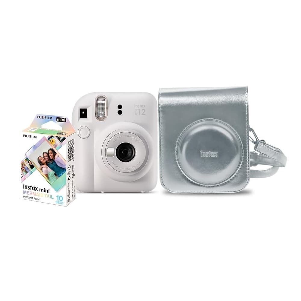 Kit Câmera Instantânea Instax Mini 12 Branca com Pack 10 fotos e Bolsa Branca, FUJIFILM