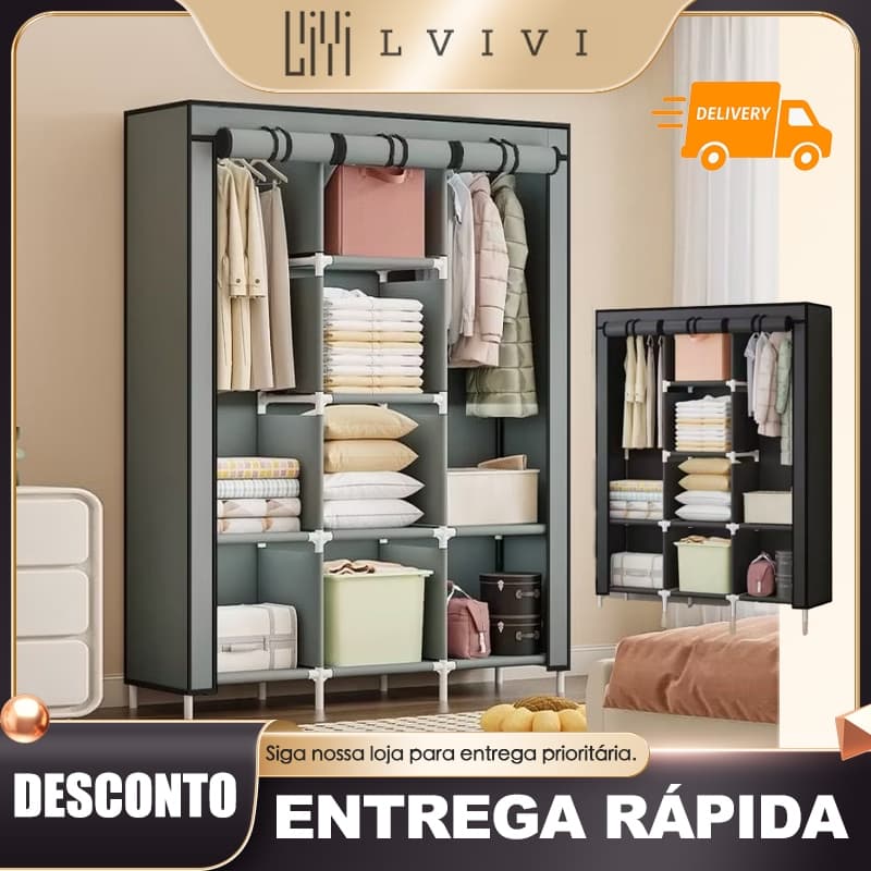 Cabide dobrável para guarda-roupa, três portas/uma porta