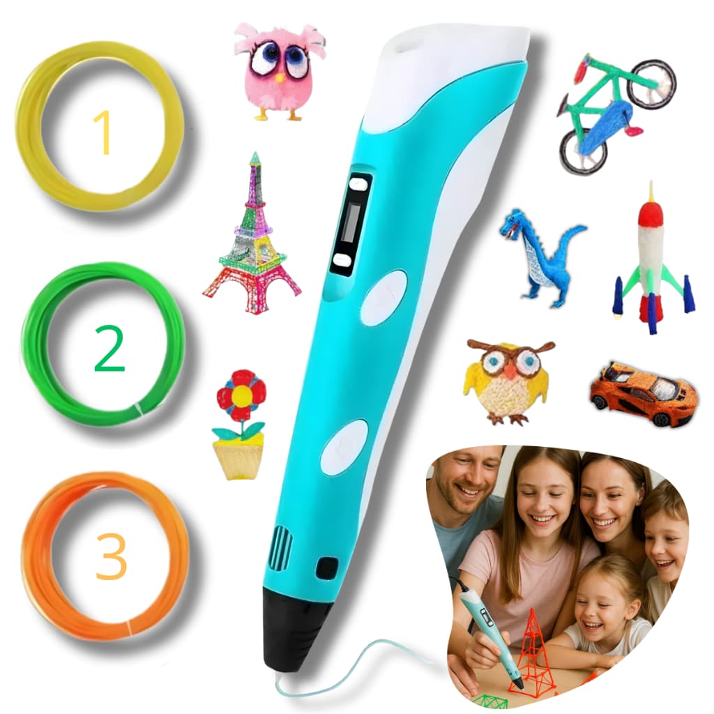 Caneta 3d Profissional Impressão Tridimensional Infantil Azul