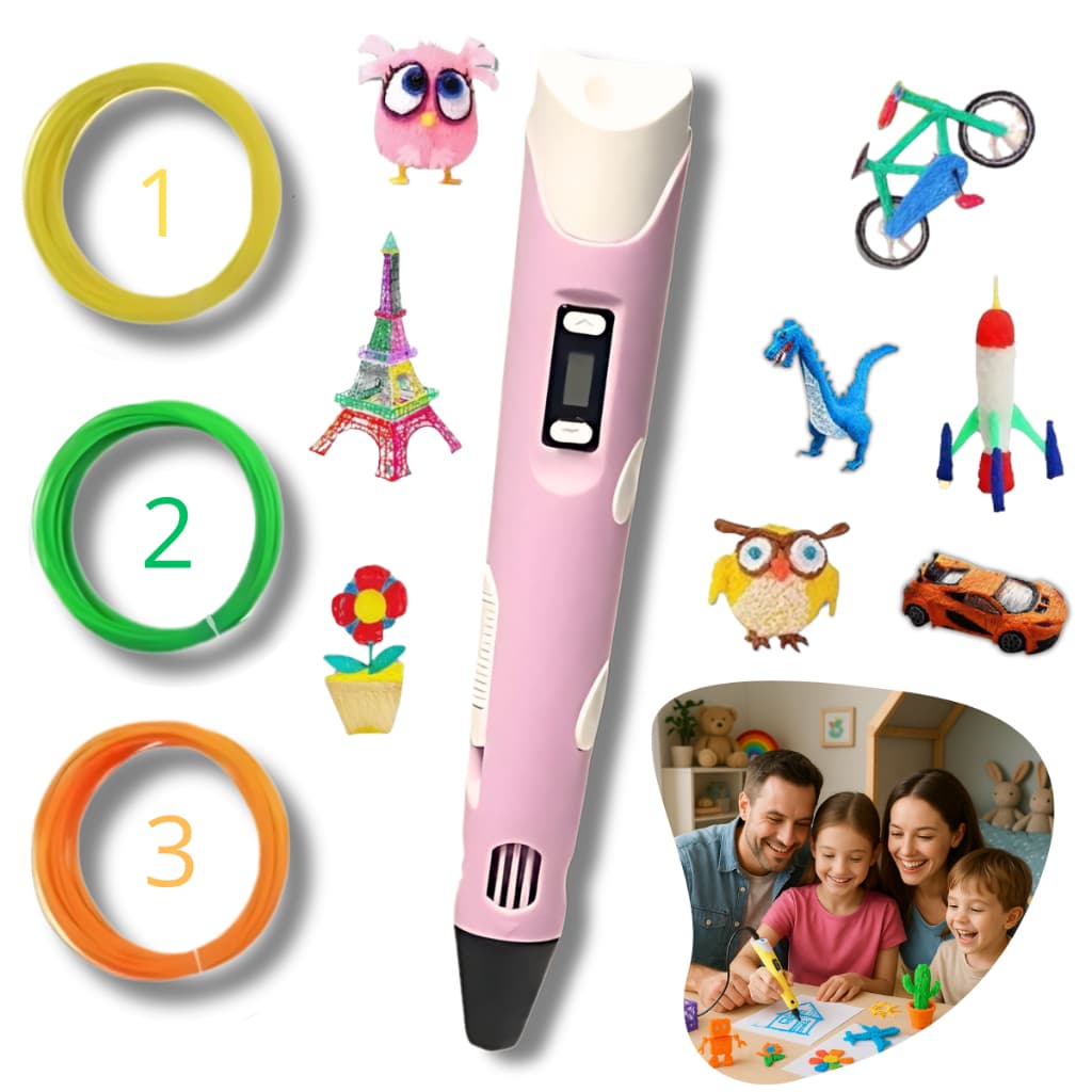Caneta 3d Profissional Impressão Tridimensional Infantil Rosa