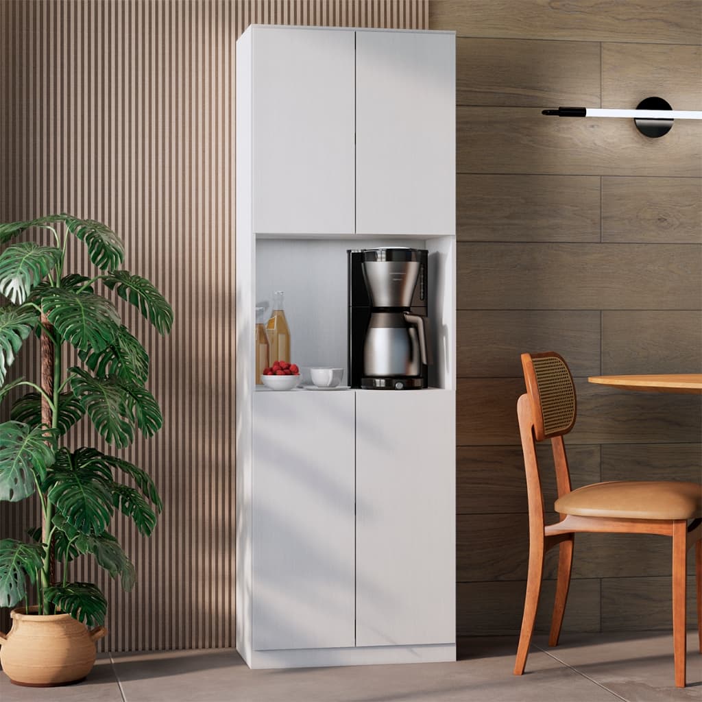 Armário Paneleiro de Cozinha Completo Torre quente para Microondas 4 Portas Multiuso com Prateleiras