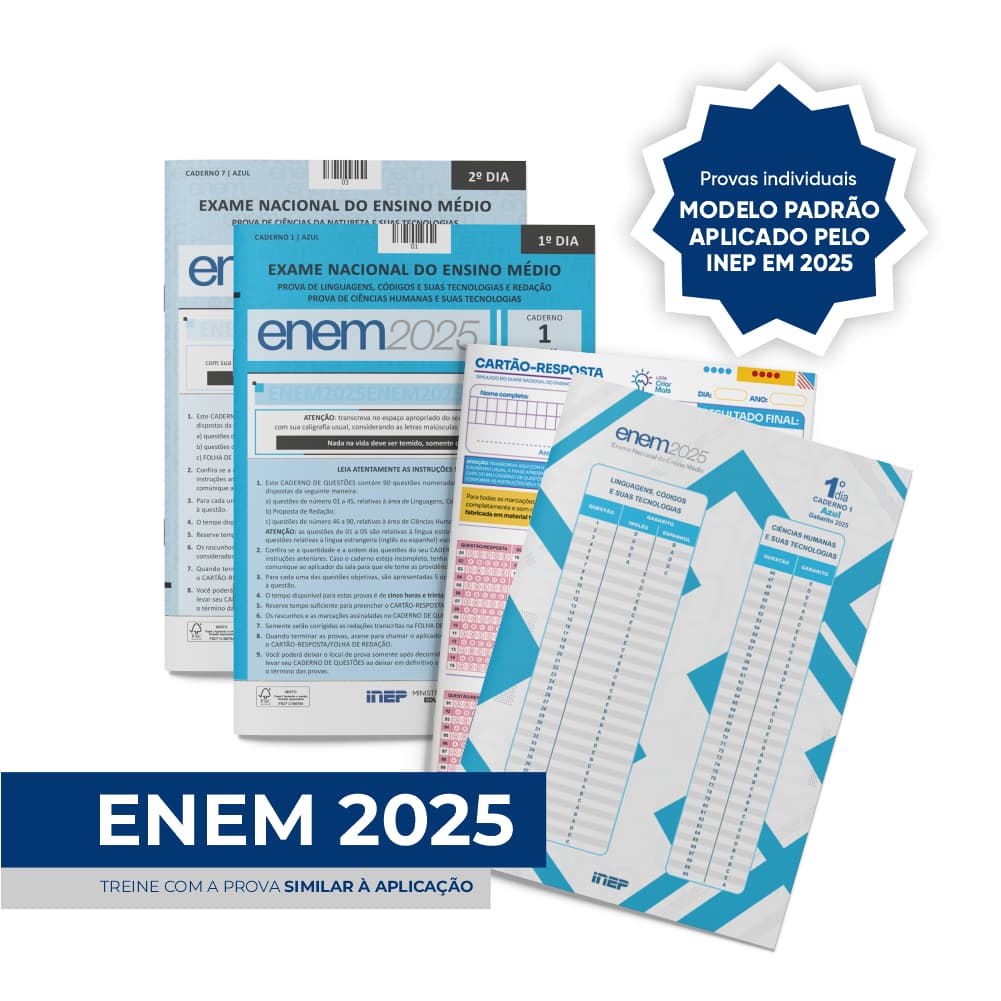 Apostila ENEM com a Prova de 2025 com Gabarito, Folhas de Redação e Cartão Resposta